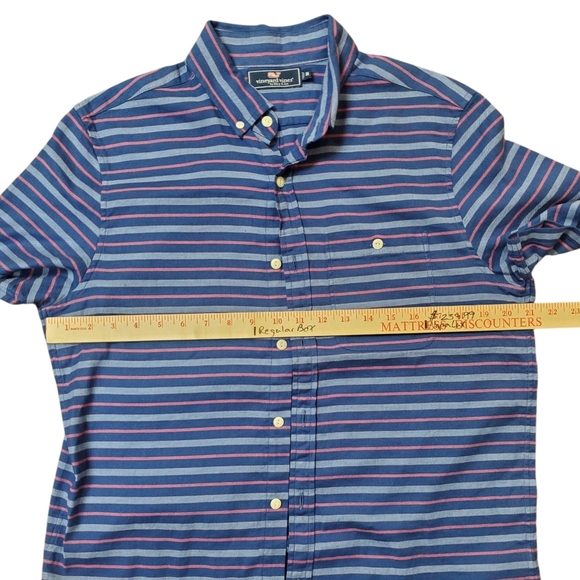Vineyard Vines Blue and Pink Striped Short Sleeve. MED - Picture 7 of 8